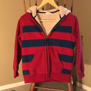 Lands Ends Sherpa lined boys hoodie EUC Small 8